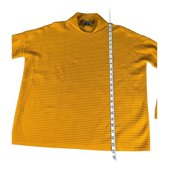 French Connection Mustard Yellow Mock Neck Sweater Small Ribbed Long Sleeve Cozy - Picture 6 of 9
